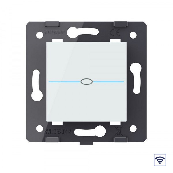 Одноклавишный сенсорный выключатель Livolo Quadro с функцией радиоуправления, цвет белый (механизм)