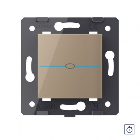 Одноклавишный сенсорный выключатель с таймером Livolo Quadro, цвет золотой (механизм)