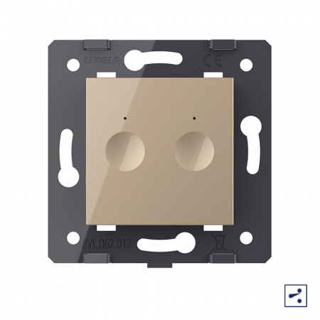 Двухклавишный проходной сенсорный выключатель Livolo Module, цвет золотой (механизм)