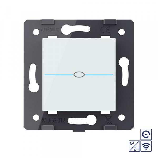Одноклавишная сенсорная кнопка Livolo Quadro 12/24В с функцией радиоуправления, цвет белый (механизм)