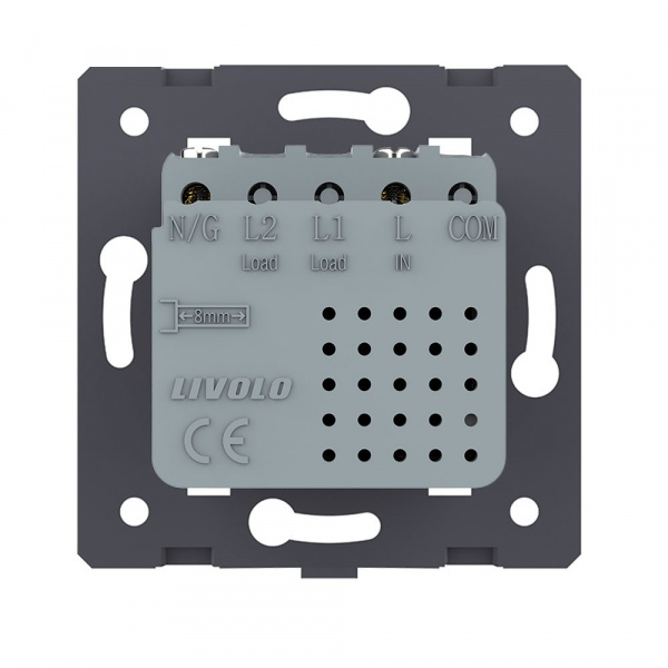 Розетка USB type C+A с блоком питания 36W Livolo, цвет черный (механизм) VL-FCUA18W.UC18W-2BP
