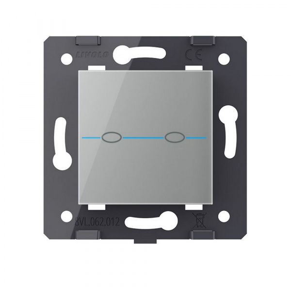 Выключатель LIVOLO Quadro 2 клавиши Серый (механизм)
