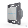 Двухклавишный проходной сенсорный выключатель Livolo Quadro, цвет серый (механизм)