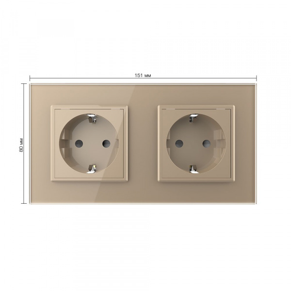 Розетка электрическая двойная 220В LIVOLO золотая VL-C7C2EU-13