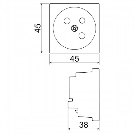 Розетка силовая QP 45x45 C (HB) c з/к QUADRO белая QP 45X45_HB
