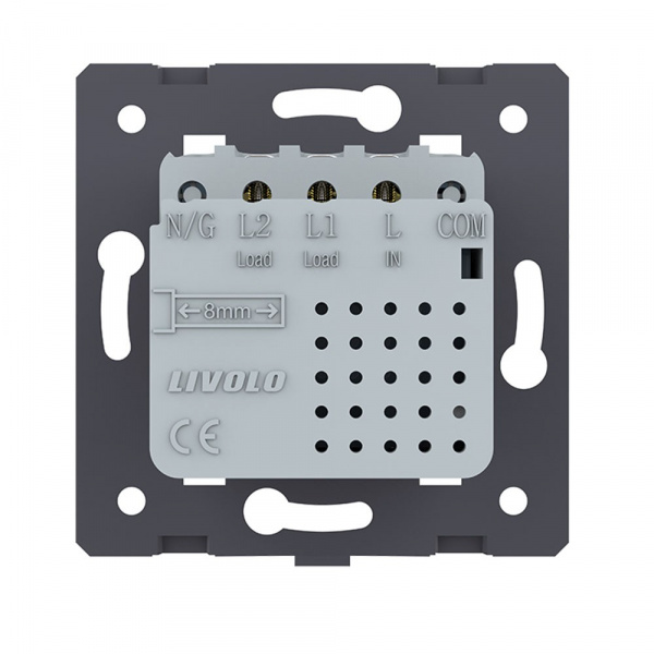 Двухклавишный сенсорный выключатель Livolo Module, цвет серый (механизм)