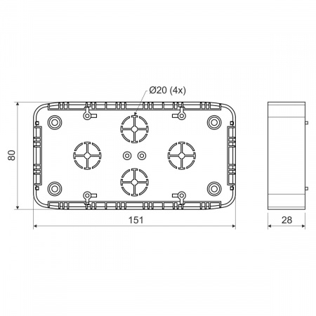 приборная коробка LK 80X28 2T_HB