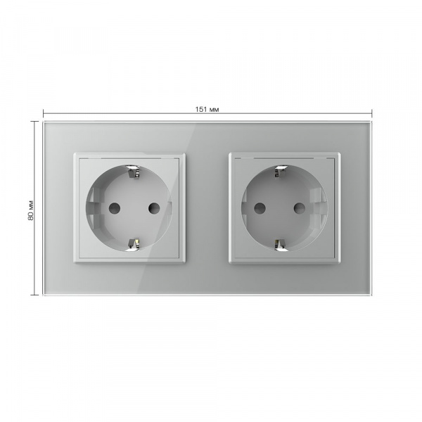 Розетка электрическая двойная 220В LIVOLO серая VL-C7C2EU-15