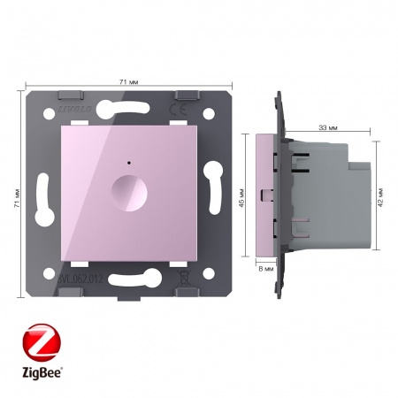 Одноклавишный сенсорный выключатель Livolo ZigBee Module, цвет розовый (механизм)
