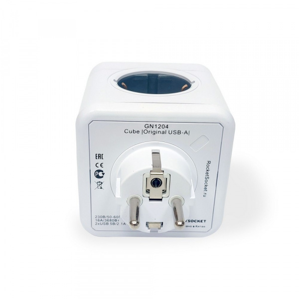 Разветвитель Cube Original 5 Euro 16A RocketSocket, GN1203 цвет белый-серый
