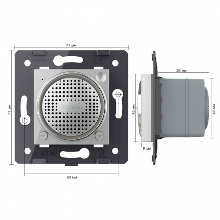 Bluetooth 5.0 колонка Livolo, цвет серый (механизм) VL-FCF-2IP