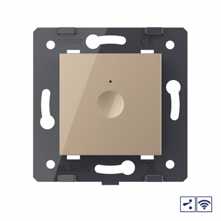 Одноклавишный проходной сенсорный выключатель Livolo Module с функцией радиоуправления, цвет золотой (механизм)