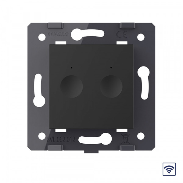 Двухклавишный сенсорный выключатель Livolo Module с функцией радиоуправления, цвет черный (механизм)