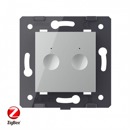 Двухклавишный сенсорный выключатель Livolo ZigBee Module, цвет серый (механизм)