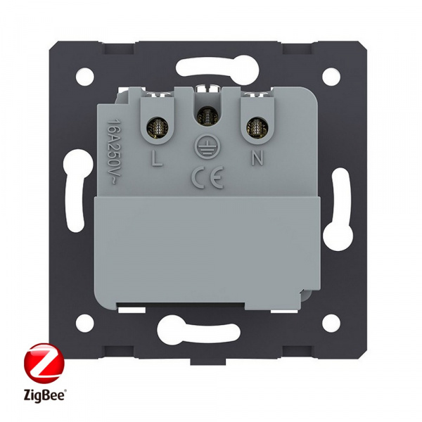 Розетка электрическая ZigBee (Wi-Fi) с заземлением защитными шторками 16A Livolo, цвет белый (механизм)