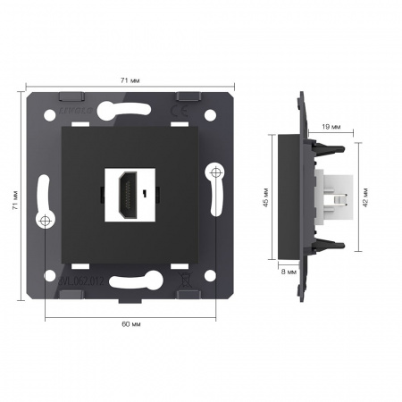 Розетка 1 пост HDMI 2.0 Livolo, цвет черный (механизм) VL-FCHD-2BP