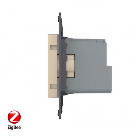 Розетка электрическая ZigBee (Wi-Fi) с заземлением защитными шторками 16A Livolo, цвет золотой (механизм)