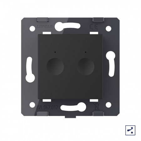 Двухклавишный проходной сенсорный выключатель Livolo Module, цвет черный (механизм)
