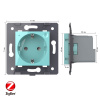 Розетка электрическая ZigBee (Wi-Fi) с заземлением защитными шторками 16A Livolo, цвет зеленый (механизм)