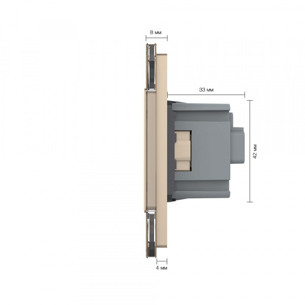 Розетка электрическая двойная 220В LIVOLO золотая VL-C7C2EU-13