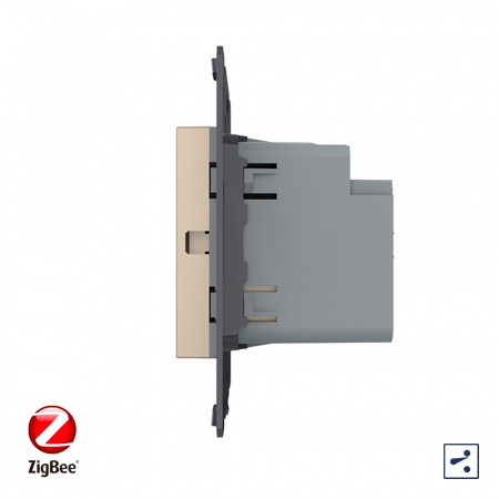 Двухклавишный проходной сенсорный выключатель Livolo ZigBee Module, цвет золотой (механизм)