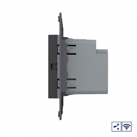 Двухклавишный проходной сенсорный выключатель Livolo Module с функцией радиоуправления, цвет черный (механизм)
