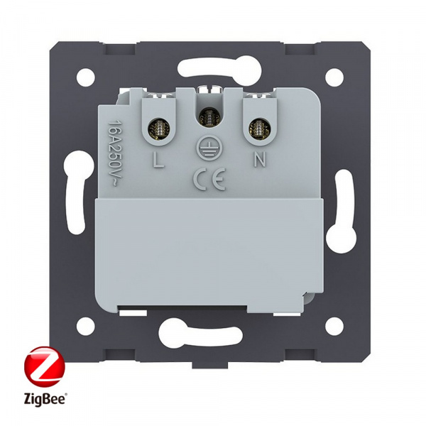 Розетка электрическая ZigBee (Wi-Fi) с заземлением защитными шторками 16A Livolo, цвет розовый (механизм)