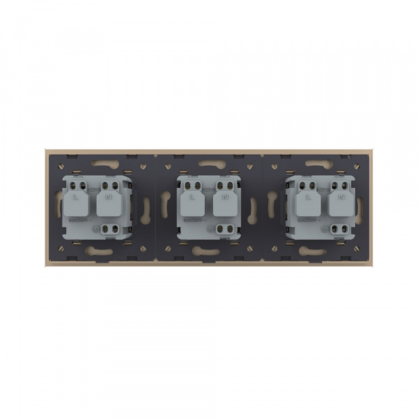 Розетка электрическая тройная 220В LIVOLO золотая VL-C7C3EU-13