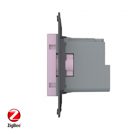 Розетка электрическая ZigBee (Wi-Fi) с заземлением защитными шторками 16A Livolo, цвет розовый (механизм)