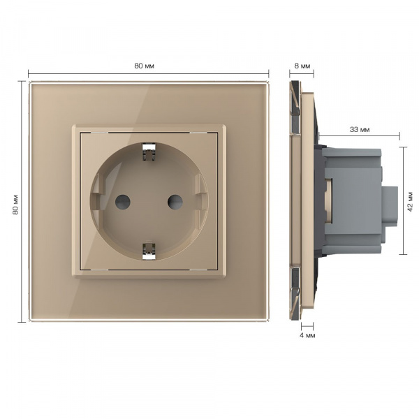Розетка электрическая 220В LIVOLO золотая VL-C7C1EU-13