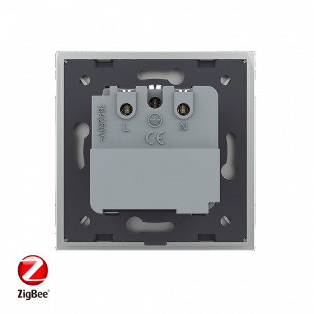 Розетка электрическая ZigBee (Wi-Fi) с заземлением защитными шторками 16A Livolo 1 пост Серая
