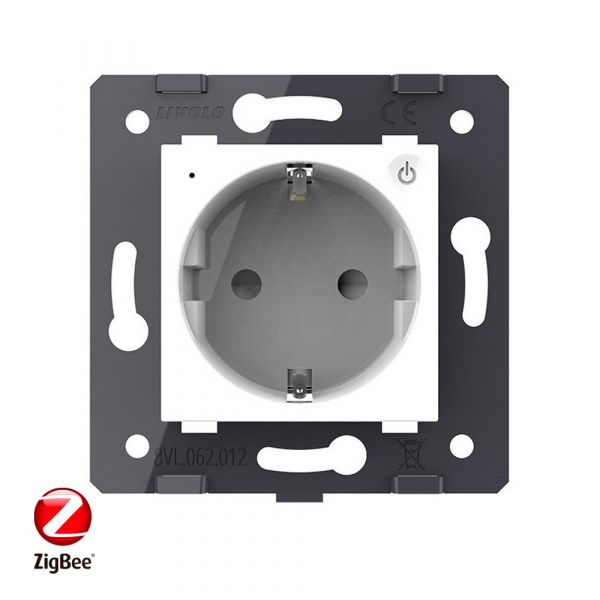 Розетка электрическая ZigBee (Wi-Fi) с заземлением защитными шторками 16A Livolo, цвет белый (механизм)