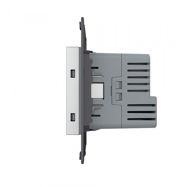 Розетка электрическая с заземлением защитными шторками 16A + USB type C с блоком питания 18W Livolo, цвет серый (механизм) VL-FCTF16A.UC18W-2IP